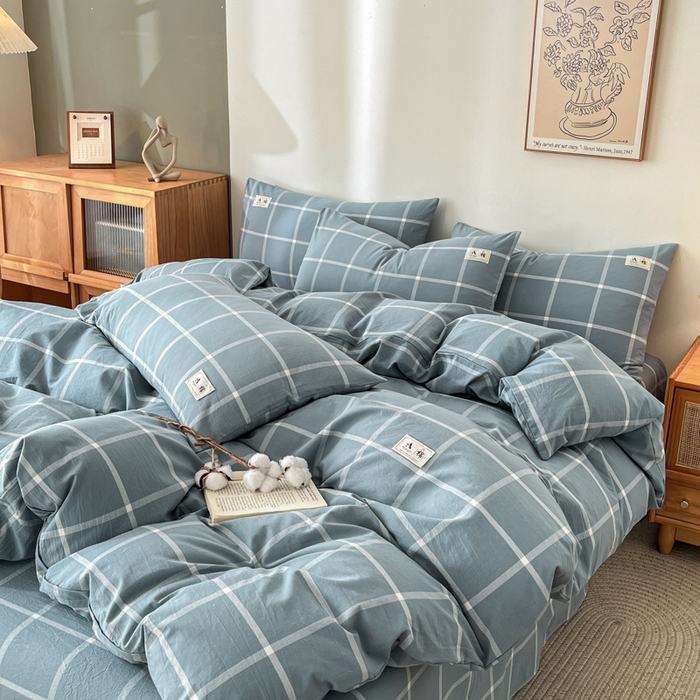 91家纺网 家纺一手货源 找家纺 21度C 2025新款A类全棉母婴级四件套单品系列-四件套 海蓝格