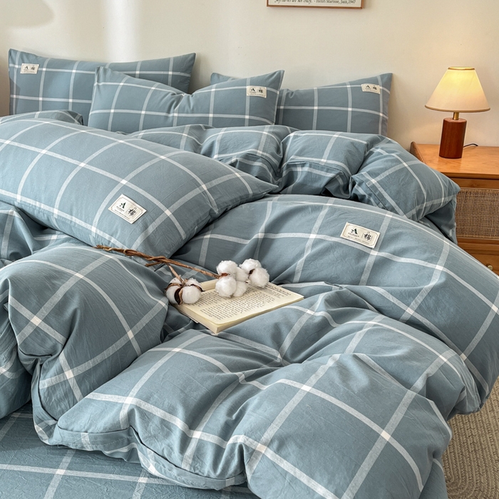 91家纺网 家纺一手货源 找家纺 21度C 2025新款A类全棉母婴级四件套单品系列-单被套 海蓝格