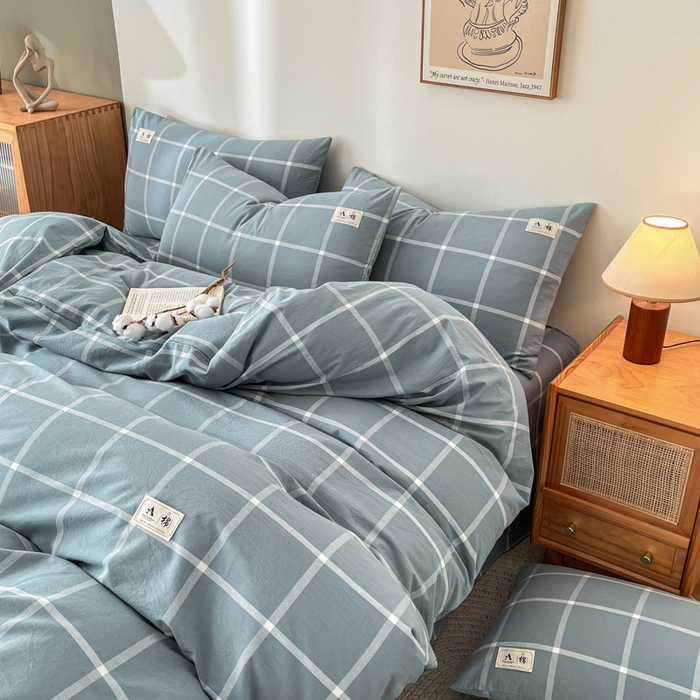 91家纺网 家纺一手货源 找家纺 21度C 2025新款A类全棉母婴级四件套单品系列-四件套 海蓝格