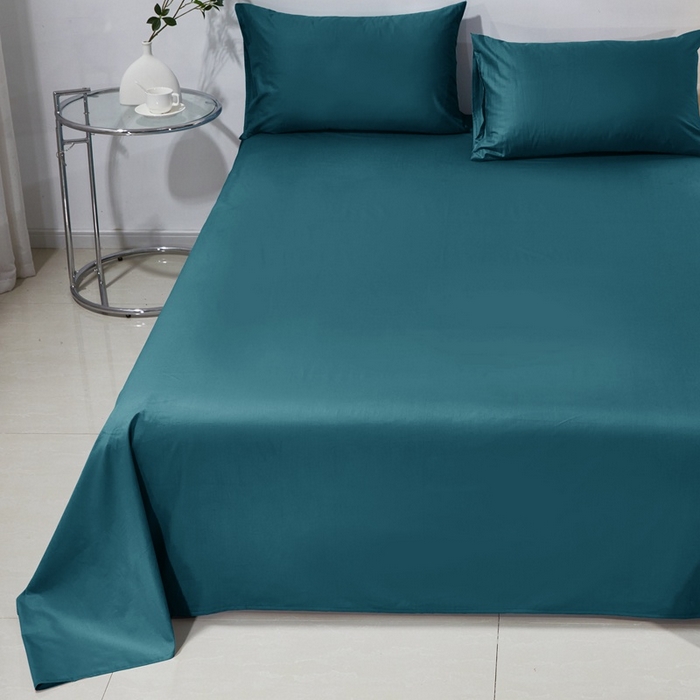 91家纺网 家纺一手货源 找家纺 晶缦家纺 2025新款喷气全棉13376纯棉斜纹纯色床单-沐兰 沐兰-孔雀绿