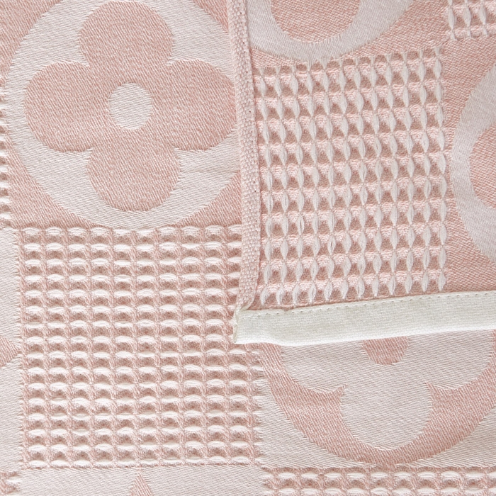 91家纺网 家纺一手货源 找家纺 朴尔家纺-毛巾被 2025新款全棉纱布蜂窝结构系列枕巾 幸运草-嫩粉