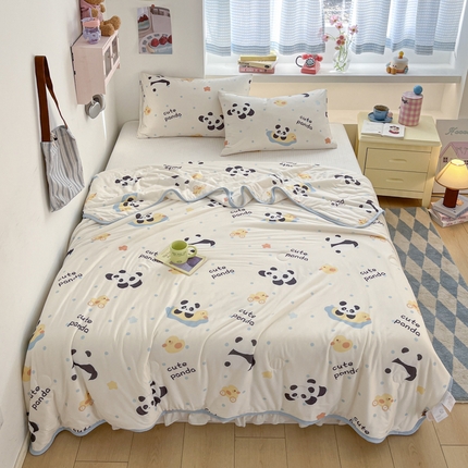 桃子家居  2025新款A类高品质牛奶针织棉软糯大豆夏被 针织棉-夏日熊猫