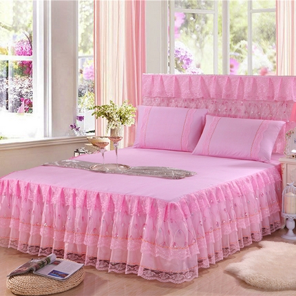 91家纺网 家纺一手货源 找家纺 （总）情恒家纺 2025新款蕾丝床裙三件套系列-流光溢彩