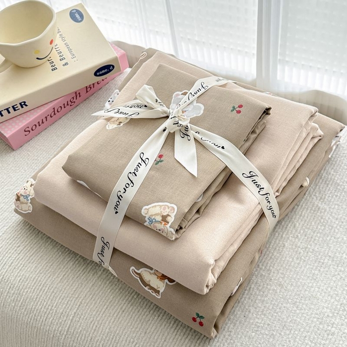 91家纺网 家纺一手货源 找家纺 2025新款双层纱印花卡通四件套-叠拍 可爱西高地