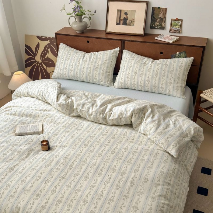 91家纺网 家纺一手货源 找家纺 典曼家纺 2025新款双层纱小清新印花四件套-床拍 浪漫邂逅