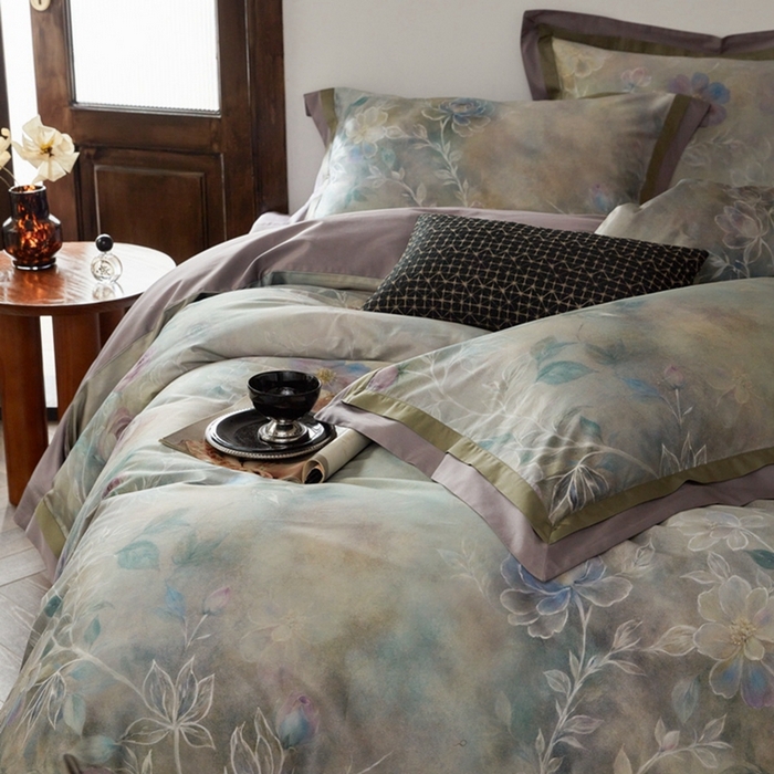 91家纺网 家纺一手货源 找家纺 由丽家纺 2025新款数码印花四件套 素芳-紫