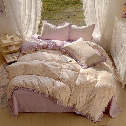 91家纺网 家纺一手货源 找家纺 （总）欧尚 2025新款针织棉双层纱四件套