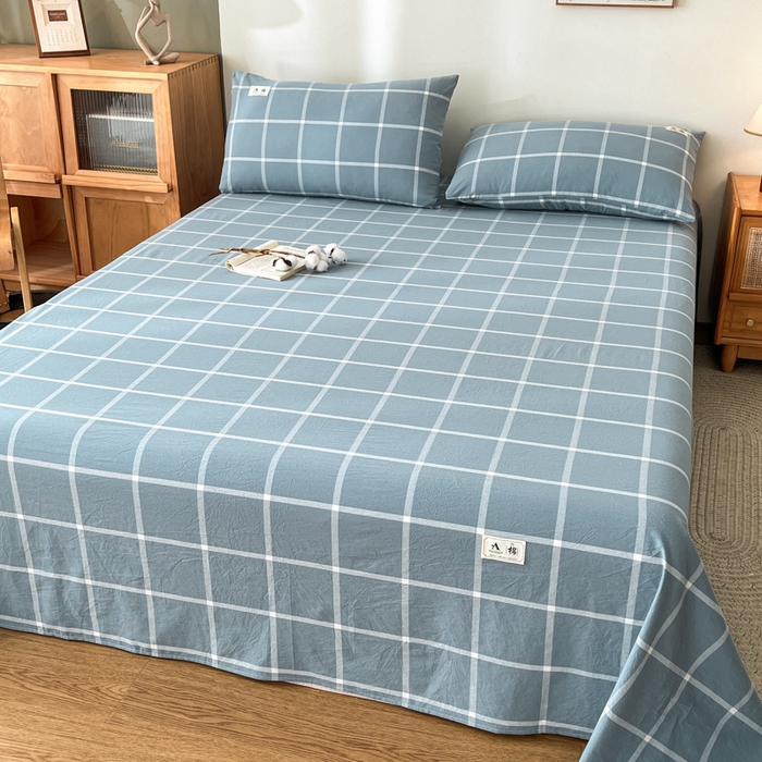 91家纺网 家纺一手货源 找家纺 21度C 2025新款A类全棉母婴级四件套单品系列-单床单 海蓝格