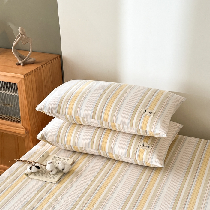 91家纺网 家纺一手货源 找家纺 21度C 2025新款A类全棉母婴级四件套单品系列-单枕套 沐妍黄