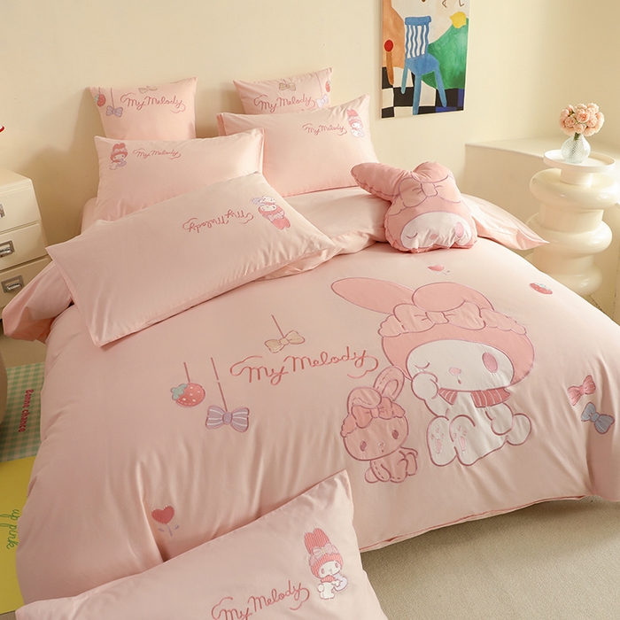 91家纺网 家纺一手货源 找家纺 绒棉世家 2025绒棉世家新款全棉水洗棉贴布绣专版四件套 美乐蒂