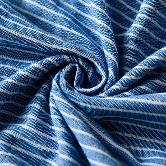 91家纺网 家纺一手货源 找家纺 朴尔家纺-毛巾被 2025新款日系条纹全棉三层纱布枕巾 简约条纹枕巾-深蓝