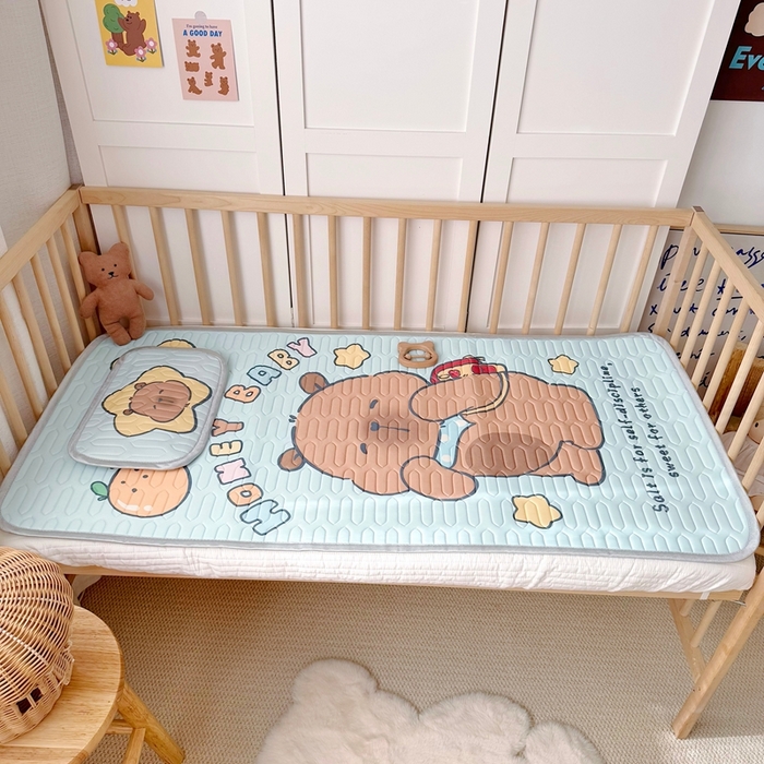 91家纺网 家纺一手货源 找家纺 美乐迪家纺 2025新款儿童乳胶凉席 卡皮巴拉