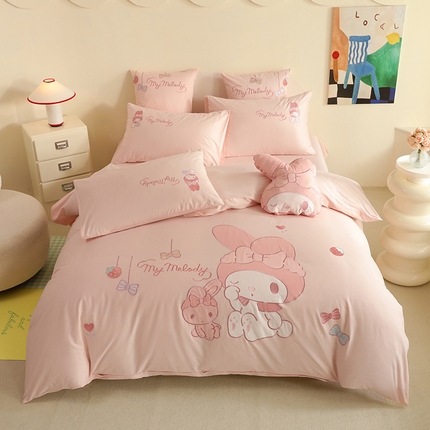 绒棉世家 2025绒棉世家新款全棉水洗棉贴布绣专版四件套 美乐蒂