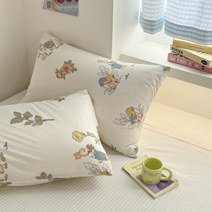 91家纺网 家纺一手货源 找家纺 桃子家居  2025新款A类高品质牛奶针织棉软糯大豆夏被 针织棉-花园兔