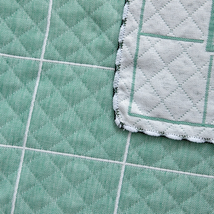 91家纺网 家纺一手货源 找家纺 朴尔家纺-毛巾被 2025新款蜂窝透气提花锁边立体枕巾 可爱云-绿