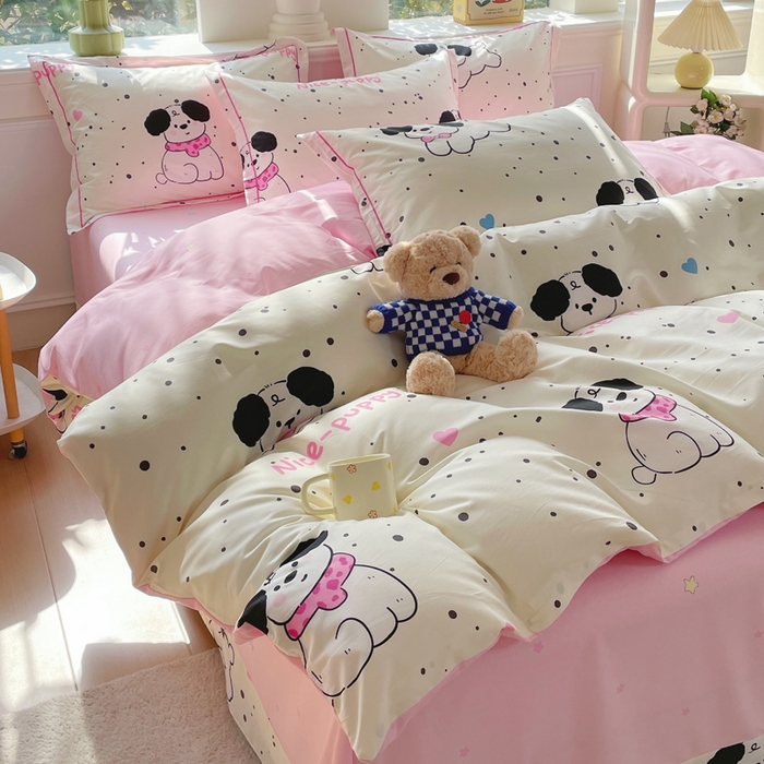 91家纺网 家纺一手货源 找家纺 铭博家纺 2025新款直播爆款100%全棉吊边一字绣工艺款13070印花全棉四件套 罗纳星河