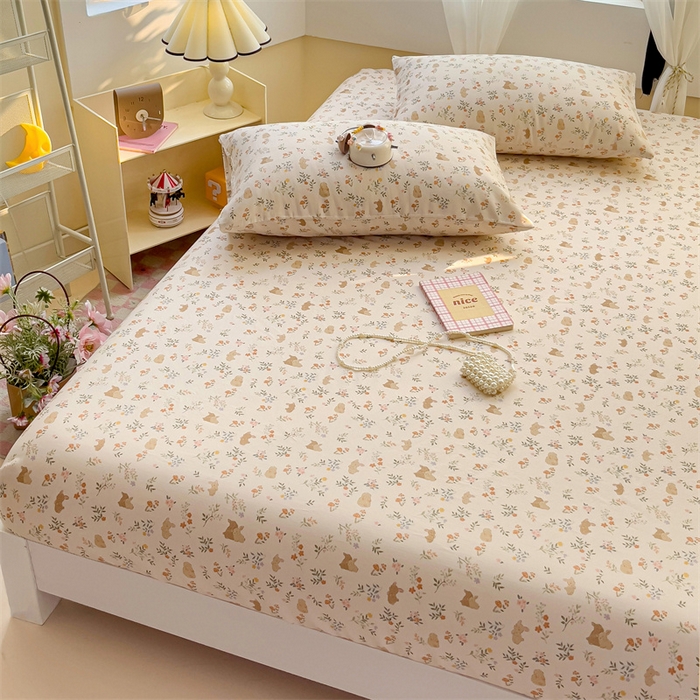 91家纺网 家纺一手货源 找家纺 名兮家居 2025新款全棉双层纱床笠 双层纱-乖乖兔