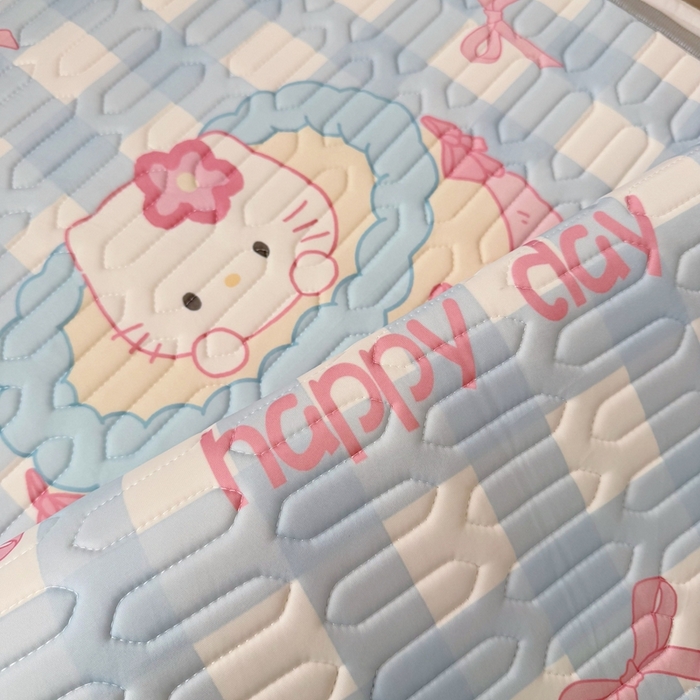 91家纺网 家纺一手货源 找家纺 美乐迪家纺 2025新款儿童乳胶凉席 蛋糕猫咪