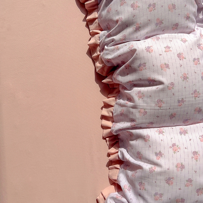 91家纺网 家纺一手货源 找家纺 欧尚 2025新款针织棉双层纱四件套 蔷薇