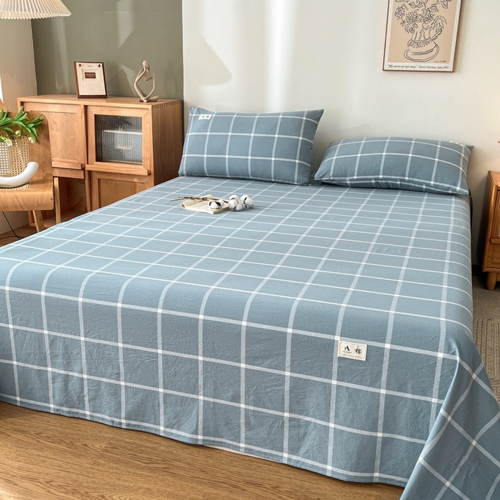 91家纺网 家纺一手货源 找家纺 21度C 2025新款A类全棉母婴级四件套单品系列-单床单 海蓝格