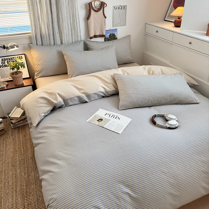 91家纺网 家纺一手货源 找家纺 麦伦家居 2025春夏新品全棉斜纹40支13372系列 条纹时代