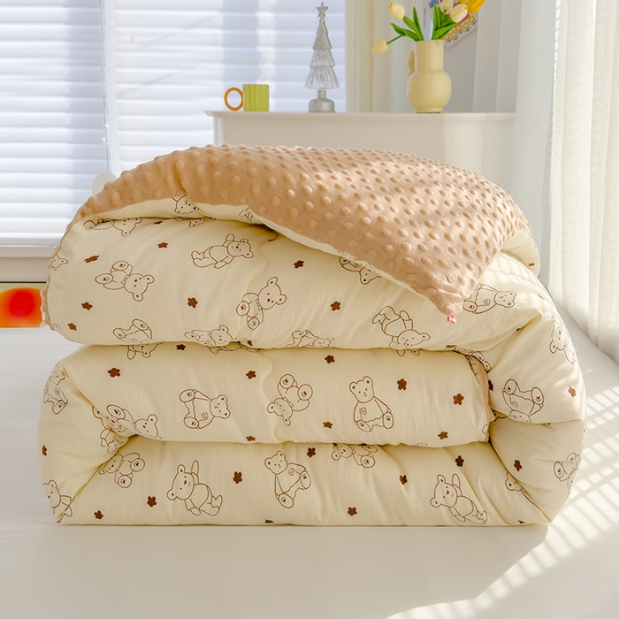 91家纺网 家纺一手货源 找家纺 （总）佰丝居 2025新款A类水洗棉双层纱豆豆被100%新疆棉花被夏被