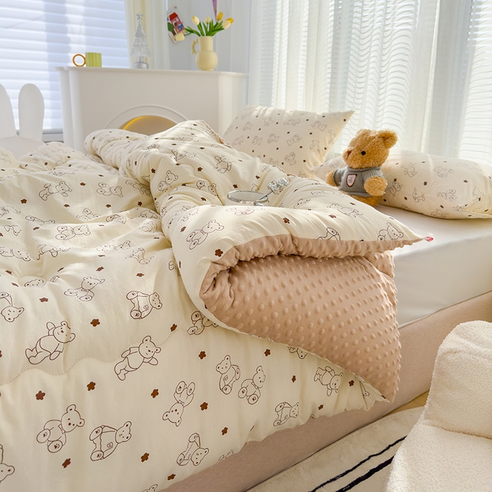 91家纺网 家纺一手货源 找家纺 （总）佰丝居 2025新款A类水洗棉双层纱豆豆被100%新疆棉花被夏被