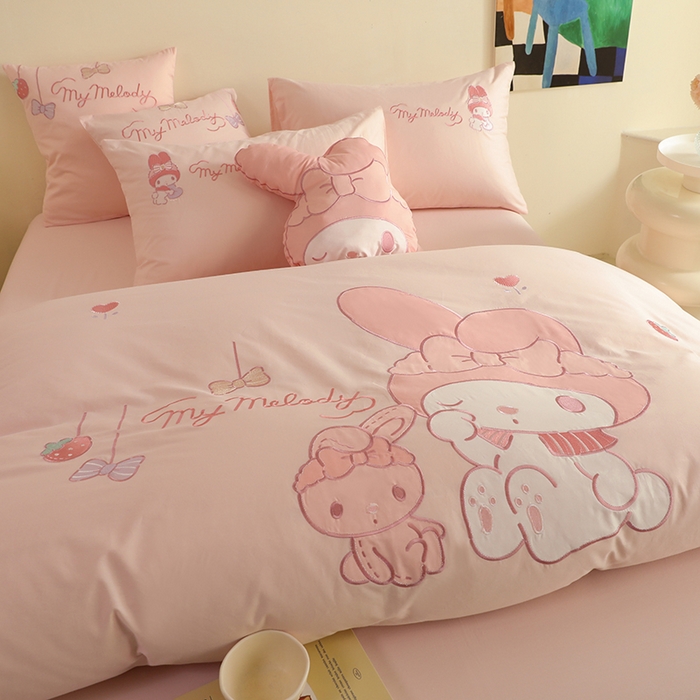 91家纺网 家纺一手货源 找家纺 绒棉世家 2025绒棉世家新款全棉水洗棉贴布绣专版四件套 美乐蒂