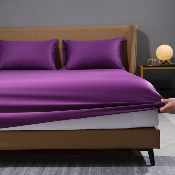 91家纺网 家纺一手货源 找家纺 晶缦家纺 2025新款全棉纯棉50支双股贡缎长绒棉纯色单品床笠 绮芸-罗兰紫