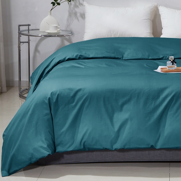 91家纺网 家纺一手货源 找家纺 晶缦家纺 2025新款喷气全棉13376纯棉斜纹纯色被套-沐兰 沐兰-孔雀绿