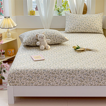 名兮家居 2025新款全棉双层纱床笠 双层纱-粉黛蓝