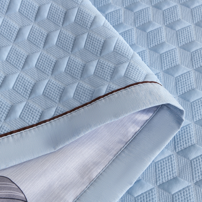 91家纺网 家纺一手货源 找家纺 小猫派 2025夏季冰丝枕头套A类豆豆凉感常规枕套 凉感不绣花-菱形蓝