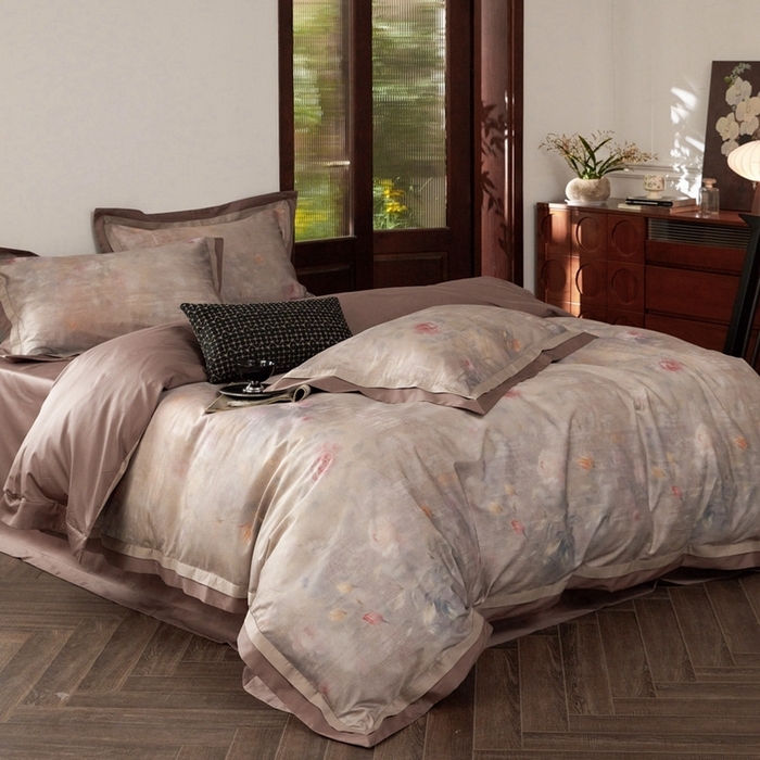 91家纺网 家纺一手货源 找家纺 由丽家纺 2025新款数码印花四件套 花茹珍