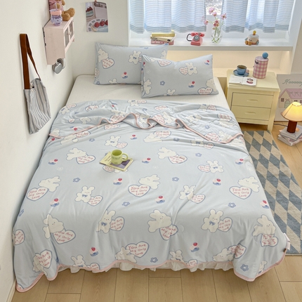 桃子家居  2025新款A类高品质牛奶针织棉软糯大豆夏被 针织棉-奶糖兔