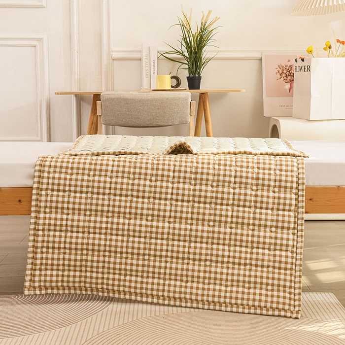 91家纺网 家纺一手货源 找家纺 恋绒家纺 无印风高低床学生床褥水洗棉宿舍上下铺软床垫 黄小格