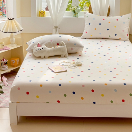 名兮家居 2025新款全棉双层纱床笠 双层纱-彩色波点