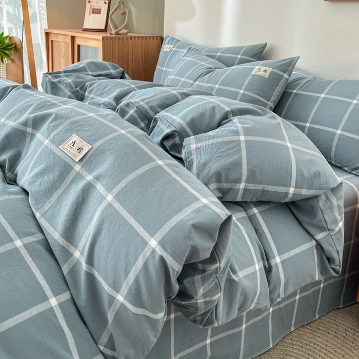 91家纺网 家纺一手货源 找家纺 21度C 2025新款A类全棉母婴级四件套单品系列-四件套 海蓝格