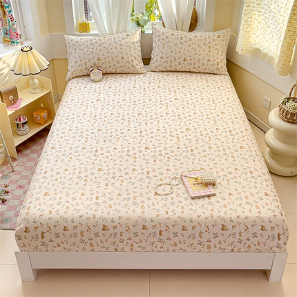 91家纺网 家纺一手货源 找家纺 名兮家居 2025新款全棉双层纱床笠 双层纱-乖乖兔