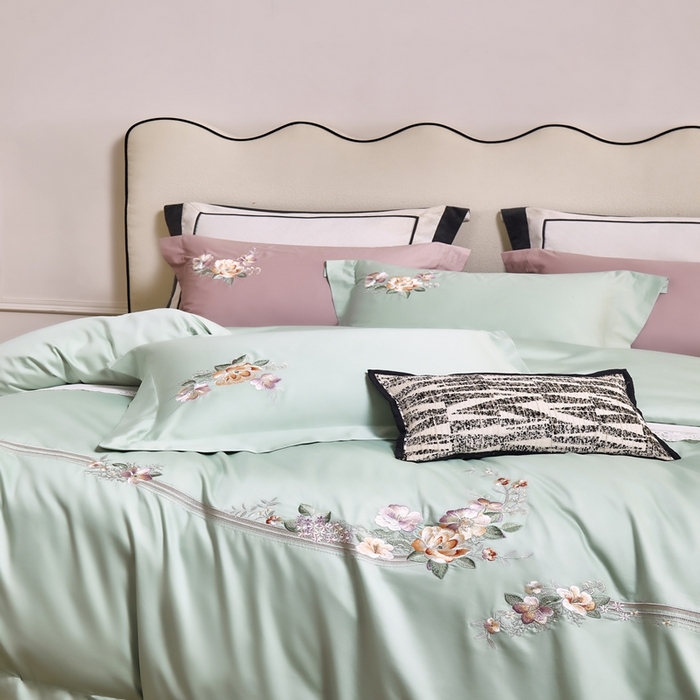 91家纺网 家纺一手货源 找家纺 爱情故事2025春夏居家新品四件套 盛夏-浅绿