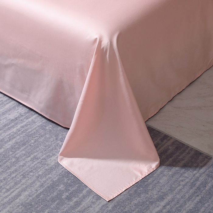 91家纺网 家纺一手货源 找家纺 晶缦家纺 2025新款全棉纯棉50支双股贡缎长绒棉纯色单品床单 绮芸-浅粉玉