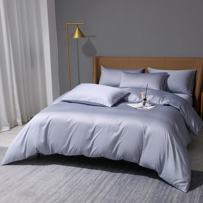 91家纺网 家纺一手货源 找家纺 晶缦家纺 2025新款全棉纯棉50支双股贡缎长绒棉纯色多规格四件套 绮芸-绫兰灰