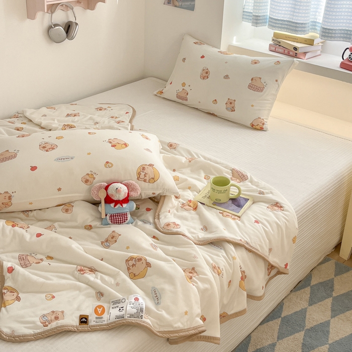 91家纺网 家纺一手货源 找家纺 桃子家居  2025新款A类高品质牛奶针织棉软糯大豆夏被 针织棉-可爱小豚鼠