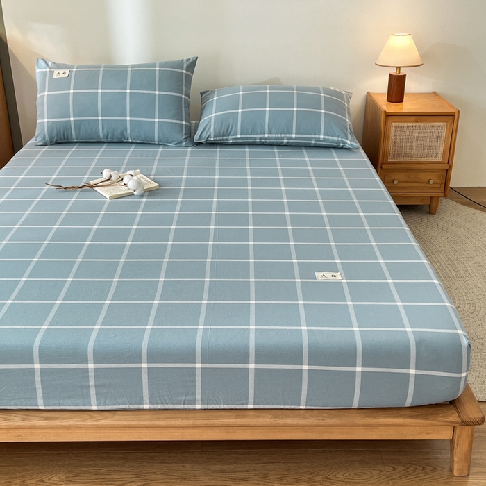 91家纺网 家纺一手货源 找家纺 21度C 2025新款A类全棉母婴级四件套单品系列-单床笠 海蓝格