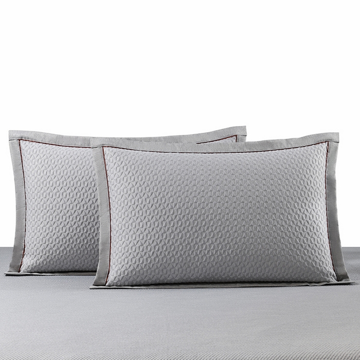 91家纺网 家纺一手货源 找家纺 小猫派 2025夏季冰丝枕头套A类豆豆凉感常规枕套 凉感不绣花-灰