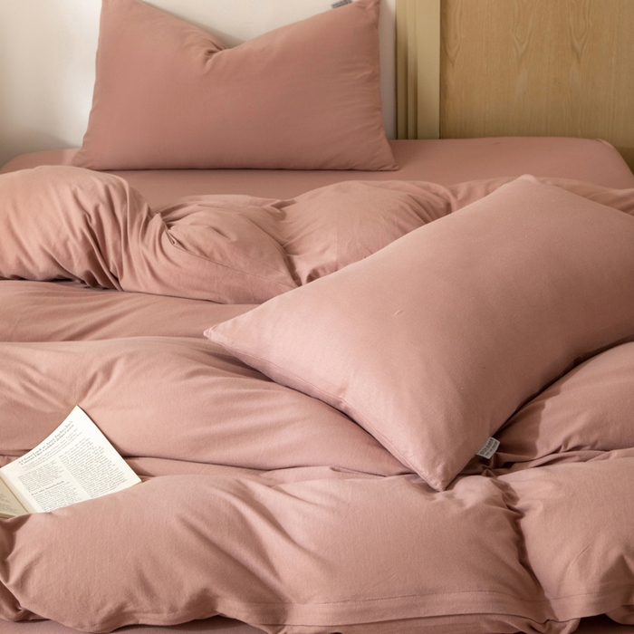 91家纺网 家纺一手货源 找家纺 梦可莱家居 2025春夏新品全棉针织棉纯色系列 树莓粉