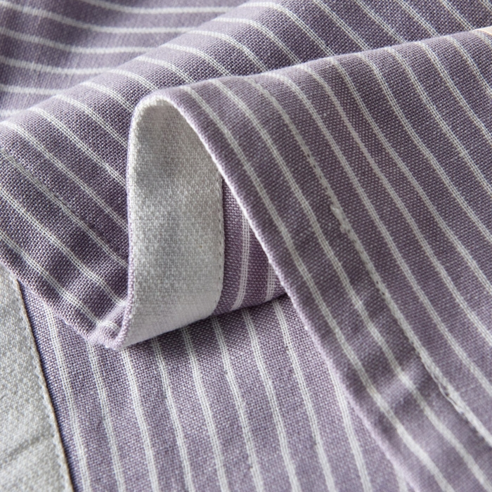 91家纺网 家纺一手货源 找家纺 朴尔家纺-毛巾被 2025新款日系条纹全棉三层纱布枕巾 简约条纹枕巾浅紫