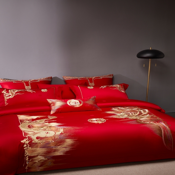 91家纺网 家纺一手货源 找家纺 爱情故事2025新款婚庆新品 龙凤呈祥2k