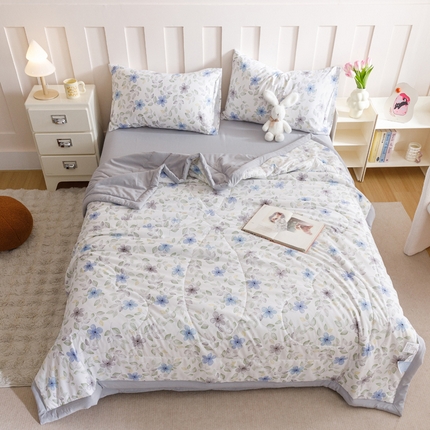 91家纺网 家纺一手货源 找家纺 （总）一加一2025新款水洗棉麻印花大豆夏被 四件套