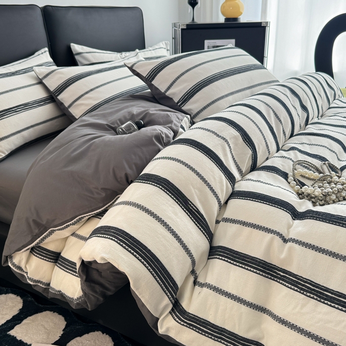 91家纺网 家纺一手货源 找家纺 简宜家居（朝初家纺） 2025新款40支全棉提花四件套（简川-星辰系列） 简川-乳白