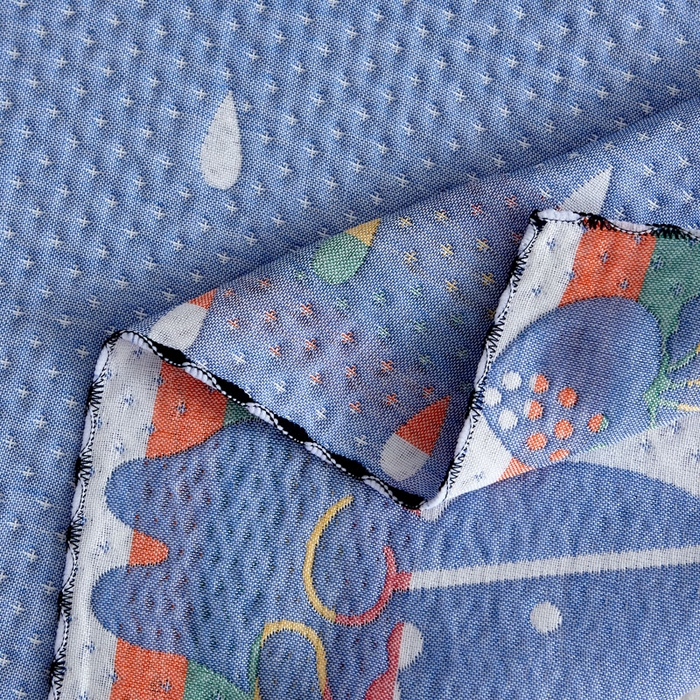 91家纺网 家纺一手货源 找家纺 朴尔家纺-毛巾被 2025新款蜂窝透气提花锁边立体枕巾 雨中兔-蓝